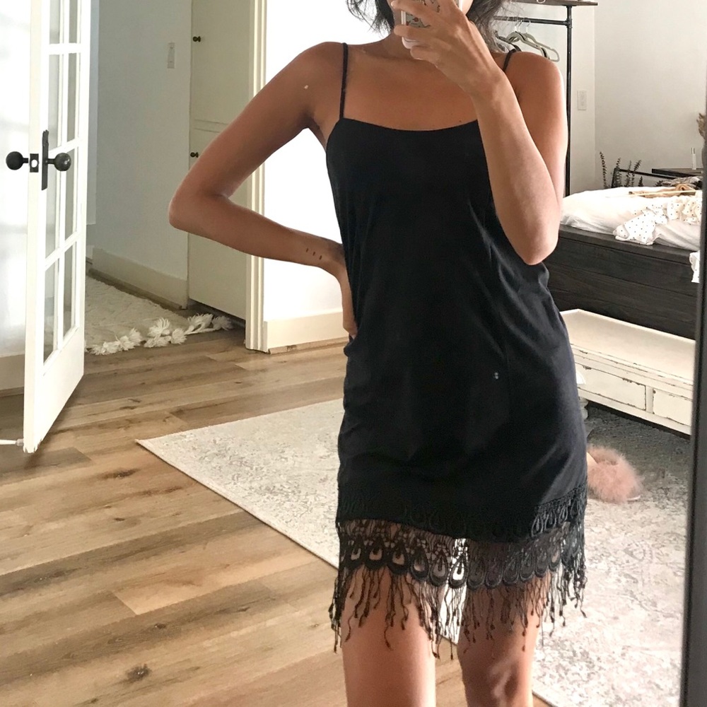Planet blue suede fringe dress
